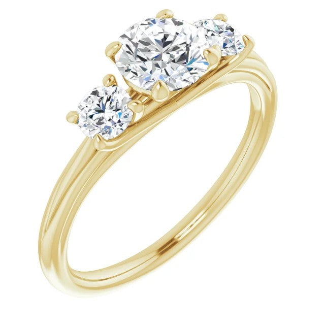 10k Gold Three Stone Moissanite Women's Engagement Ring