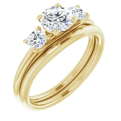 10k Gold Three Stone Moissanite Women's Engagement Ring