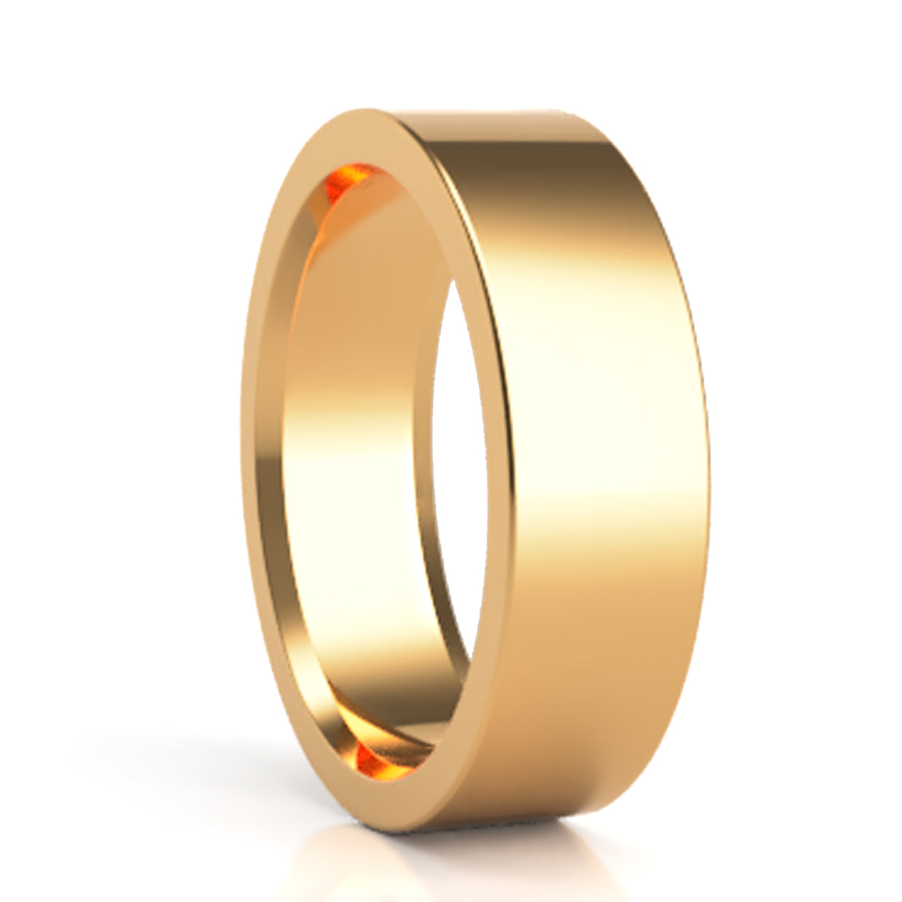 A 10k yellow gold classic style wedding band displayed on a neutral white background.