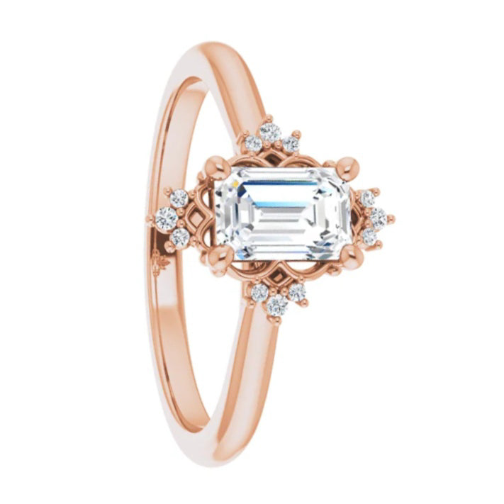 10k Gold Moissanite Women's Halo Engagement Ring