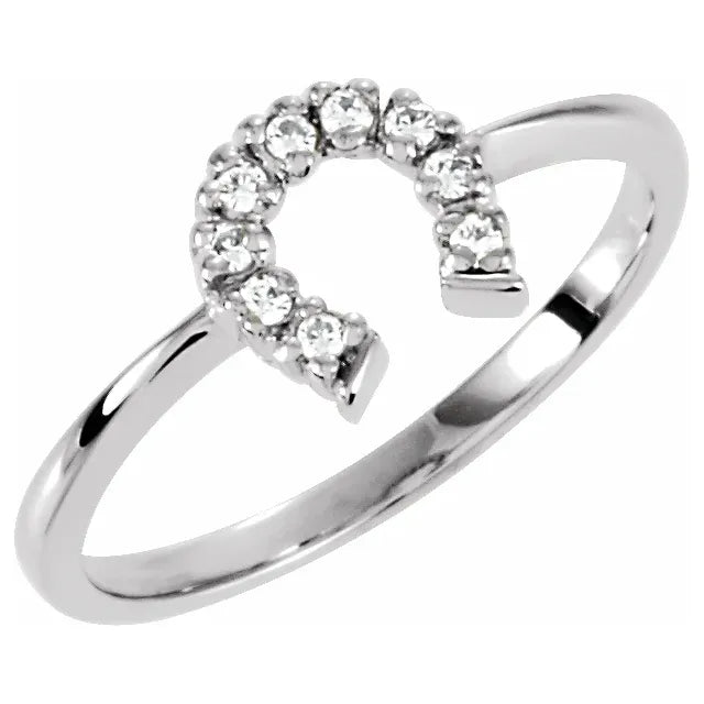 10k Gold Horseshoe Lab-Created Diamond Women's Ring