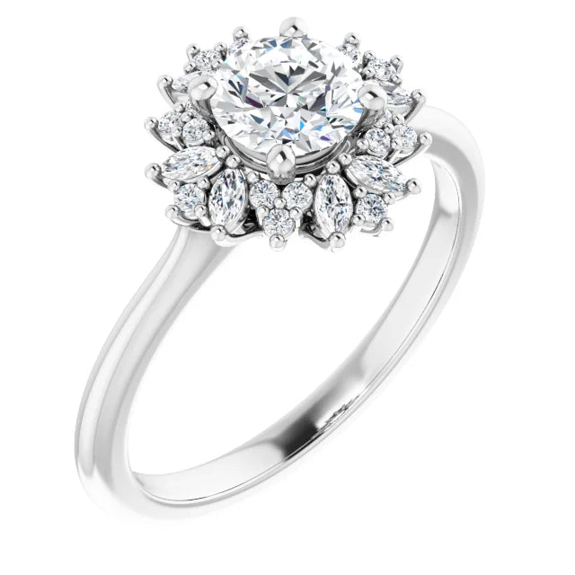10k Gold Moissanite Women's Halo Engagement Ring