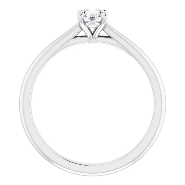 10k White Gold Oval Solitaire Moissanite Women's Engagement Ring