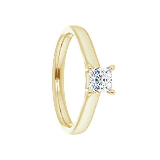 10k Gold Princess Cut Solitaire Lab-Created Diamond Engagement Ring