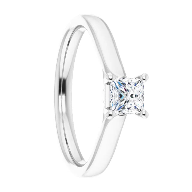 10k Gold Princess Cut Solitaire Lab-Created Diamond Engagement Ring