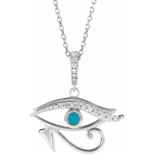 14k Gold Eye of Horus Diamond Necklace