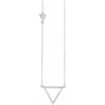 14k Gold Triangle Necklace with Diamond Triangle Accent