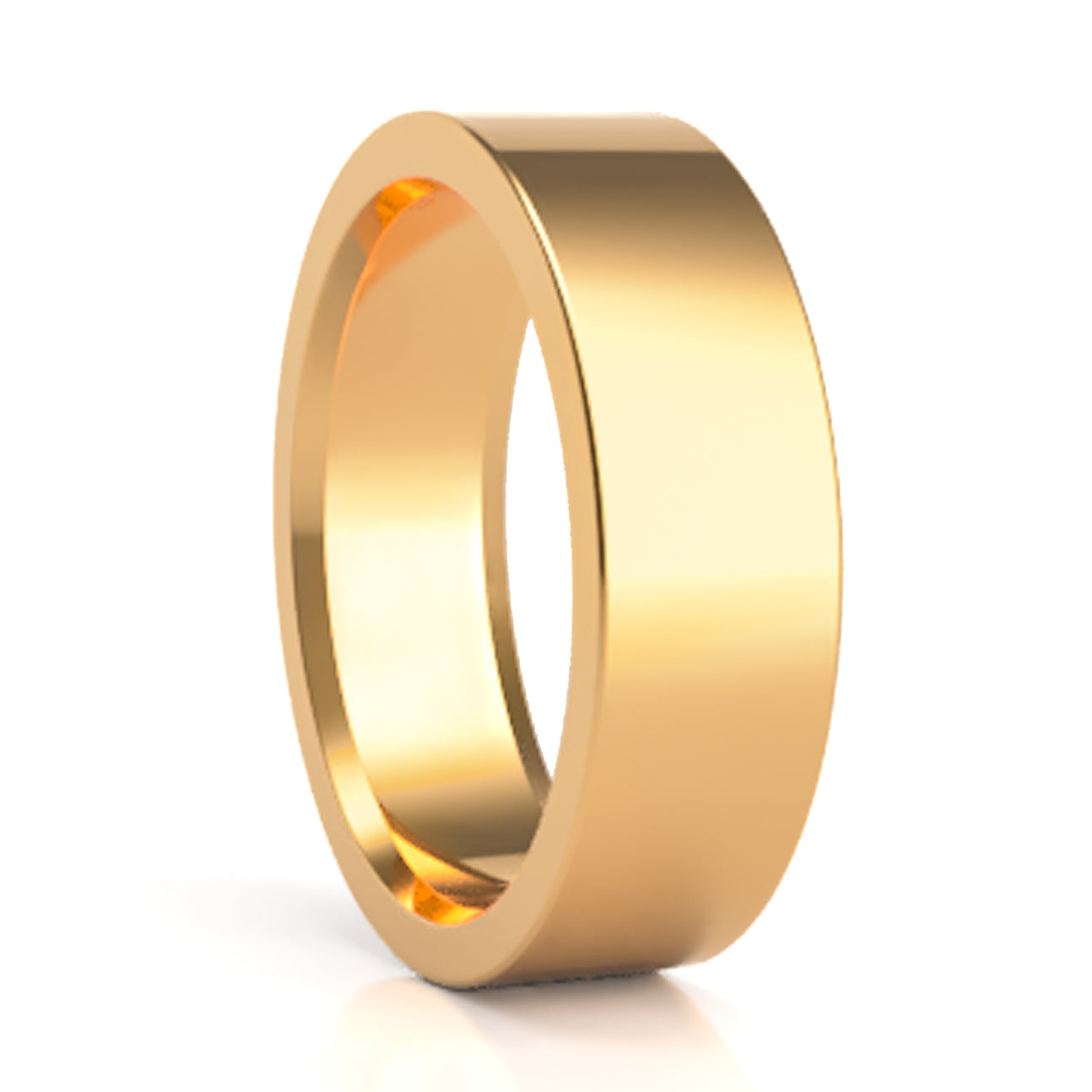 A 14k yellow gold traditional wedding band displayed on a neutral white background.