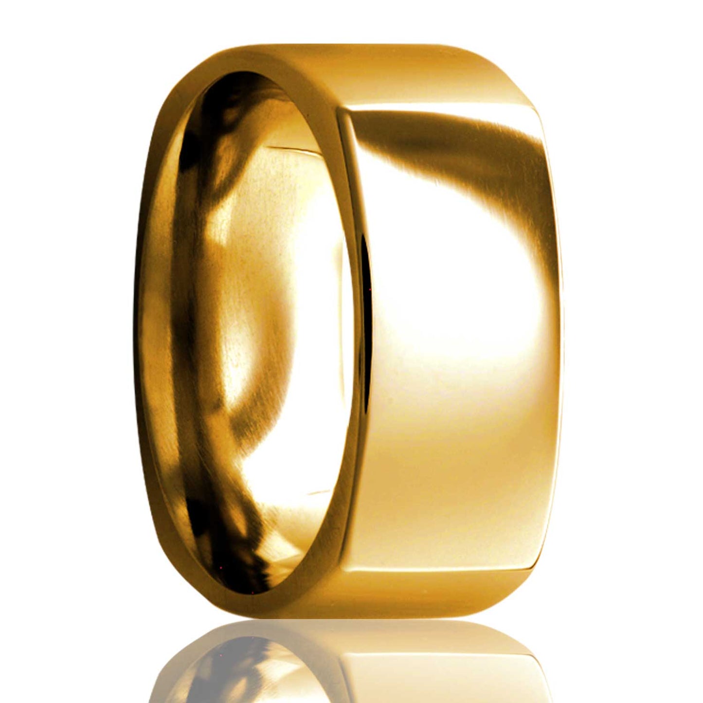 A 14k gold square shaped wedding band displayed on a neutral white background.