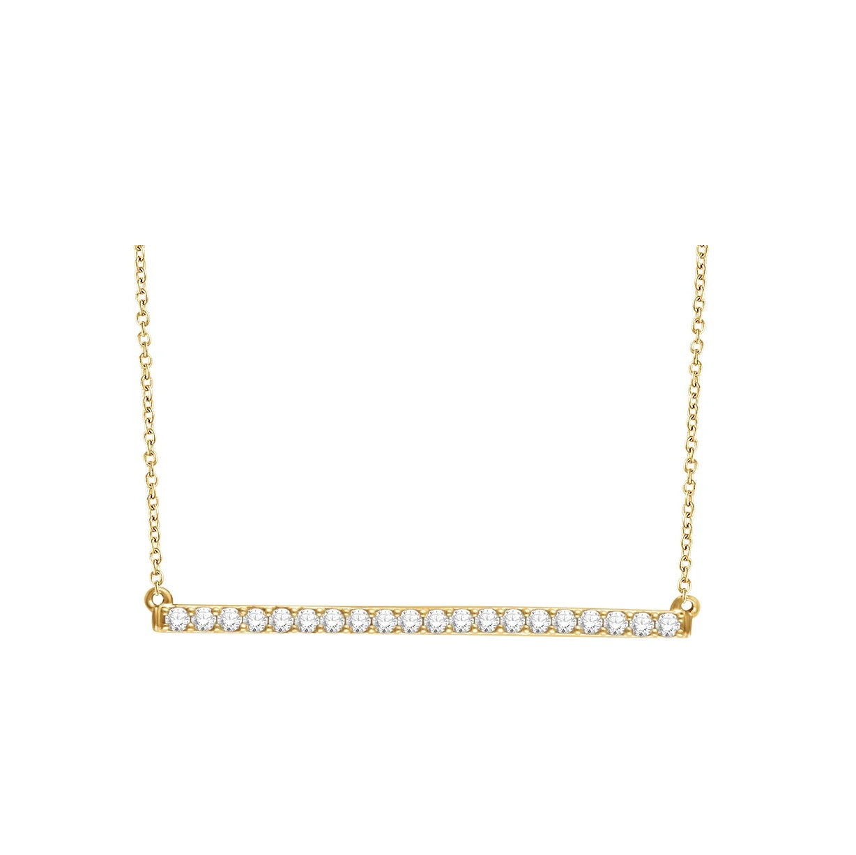 14k Gold Bar Necklace with Diamonds