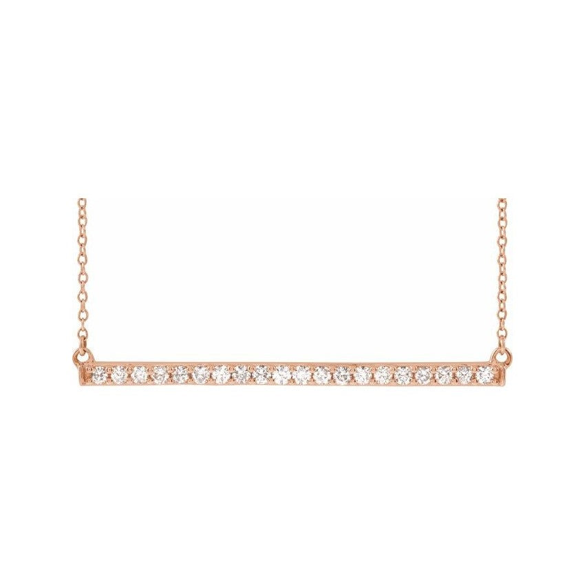 14k Gold Bar Necklace with Diamonds