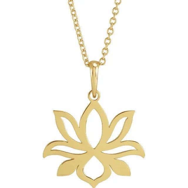 14k Gold Lotus Flower Necklace