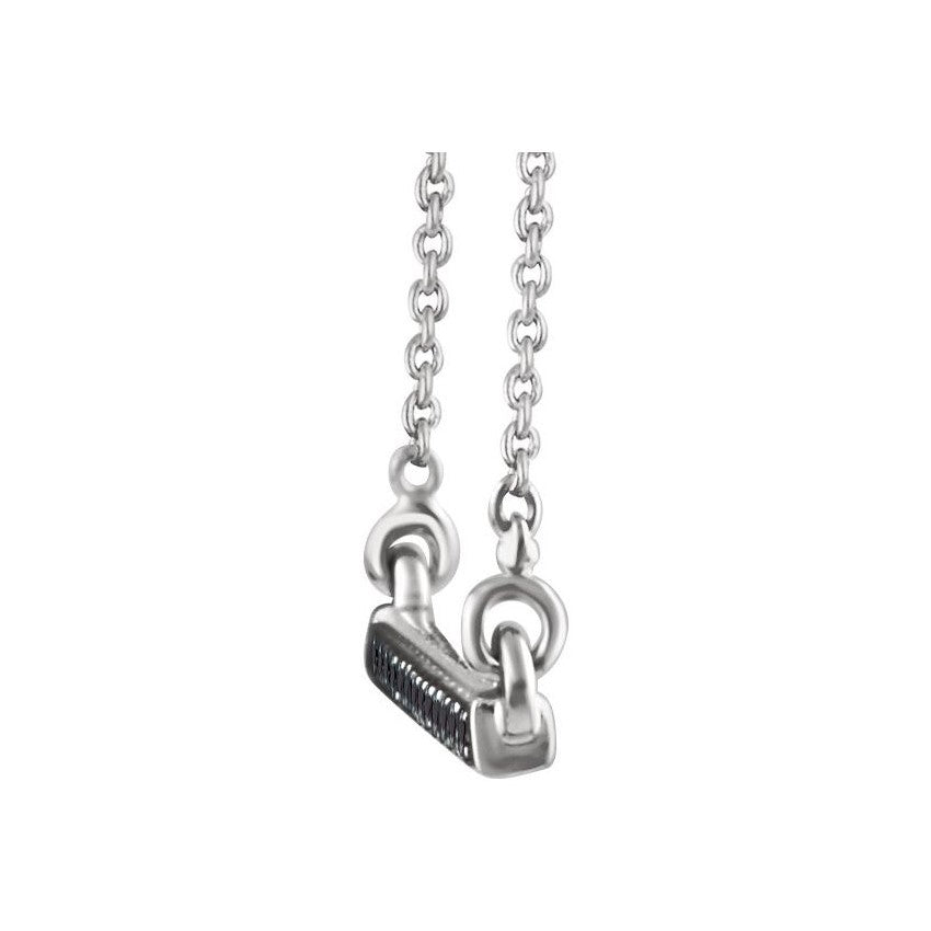 14k White Gold & Black Diamond Bar Necklace
