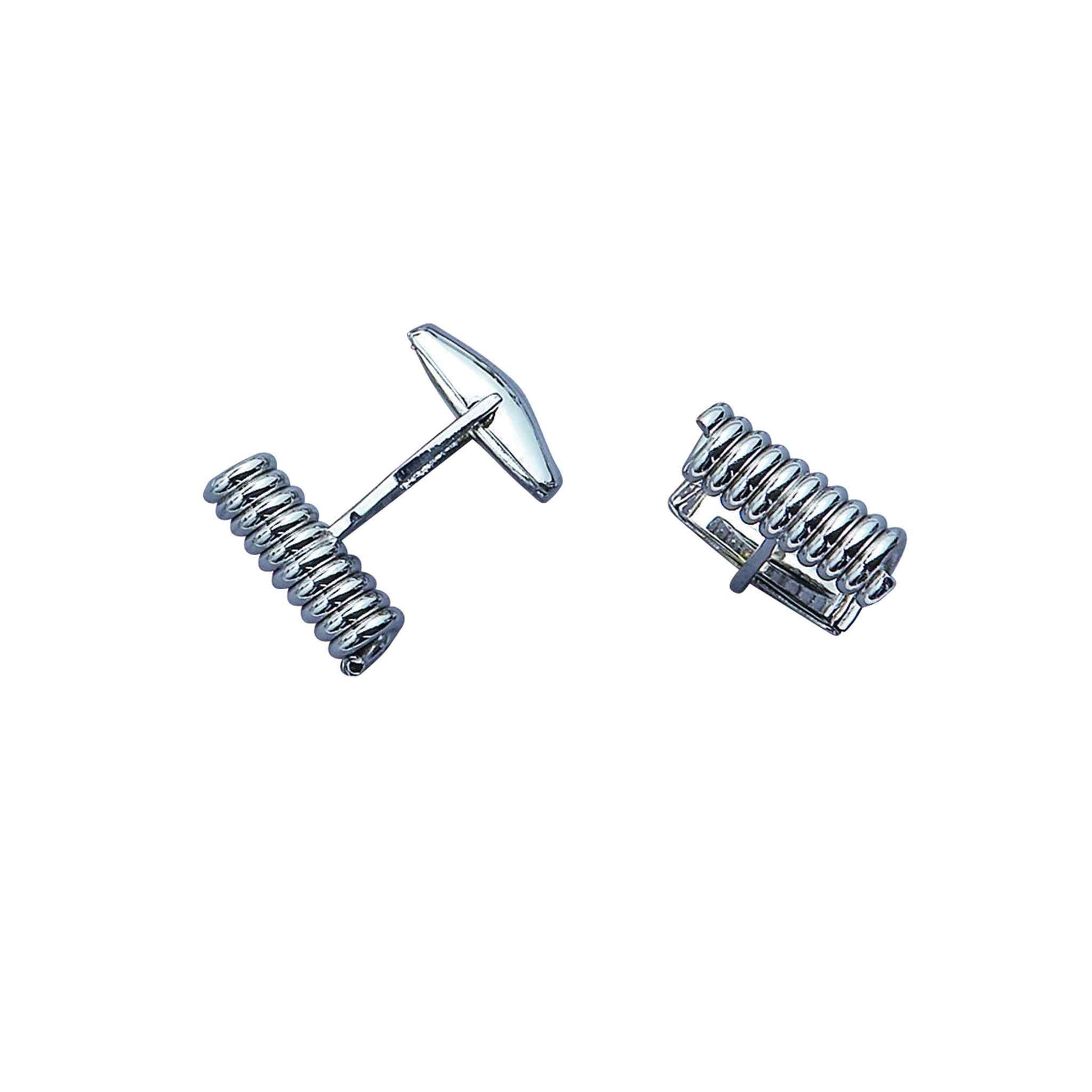 A 14k white gold coil cufflinks displayed on a neutral white background.