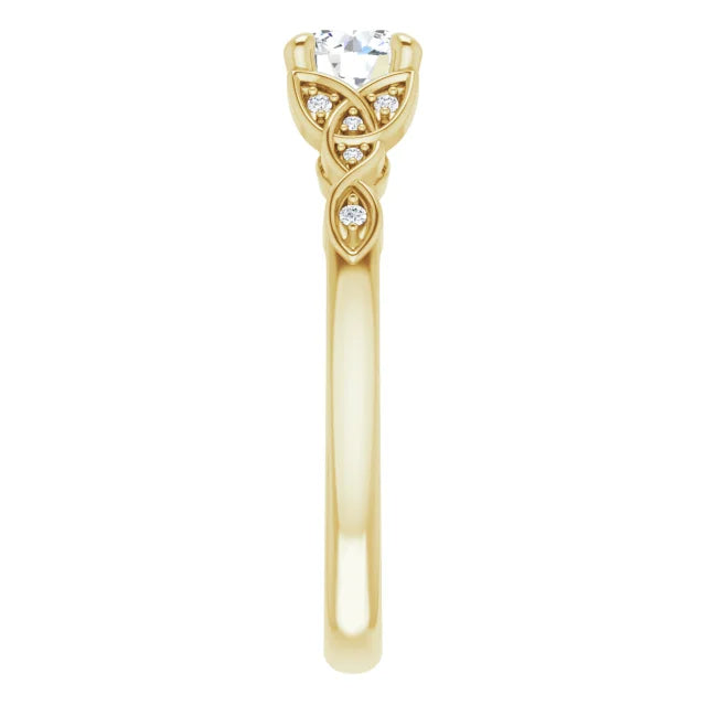 14k Yellow Gold Celtic Lab-Created Diamond Engagement Ring