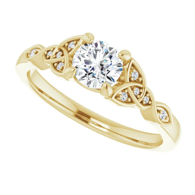 14k Yellow Gold Celtic Lab-Created Diamond Engagement Ring