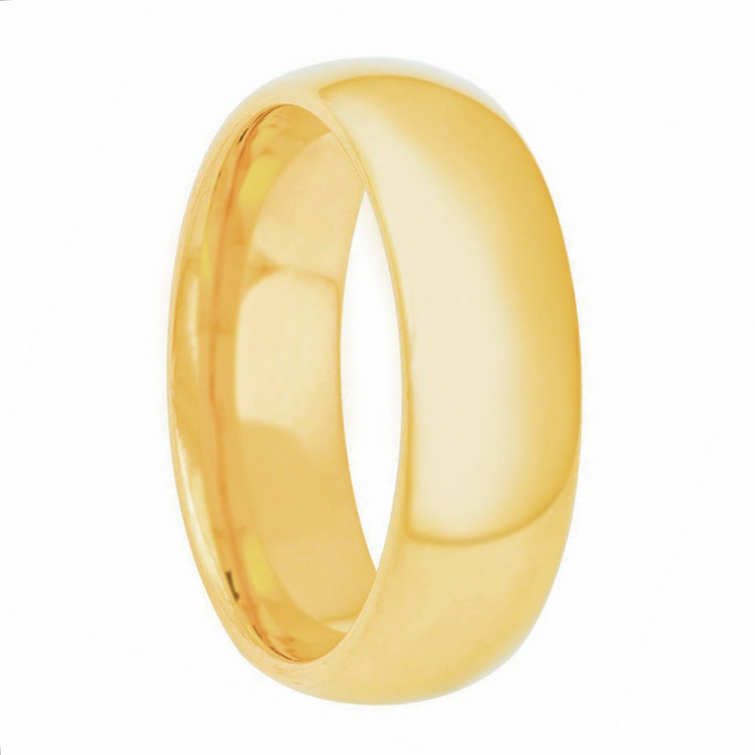 14k Yellow Gold Domed Men's Wedding Band