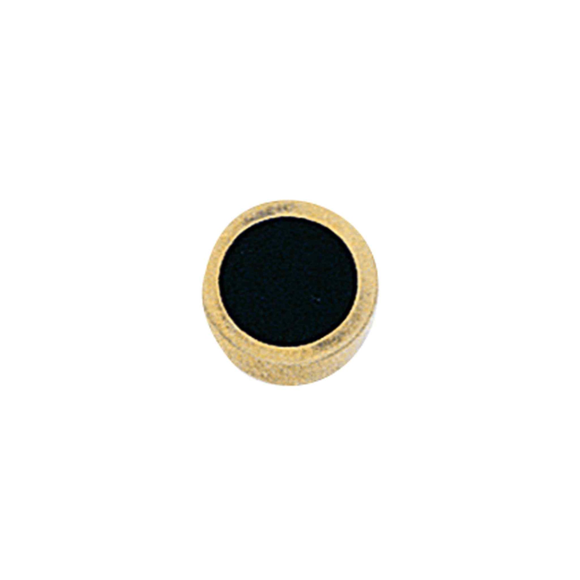 A 14k yellow gold round 9mm onyx tie tack displayed on a neutral white background.