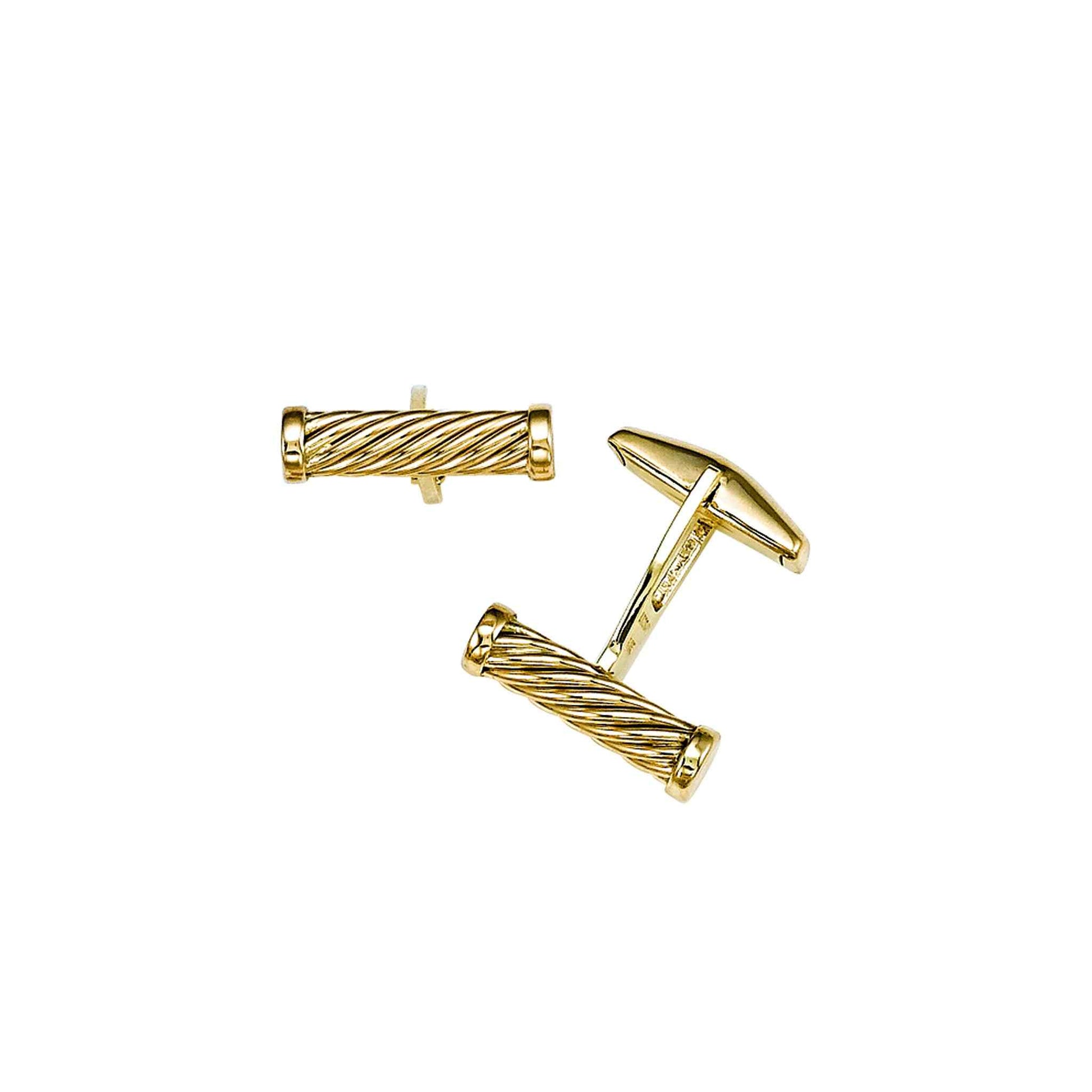 A 14k yellow gold single twist cufflinks displayed on a neutral white background.