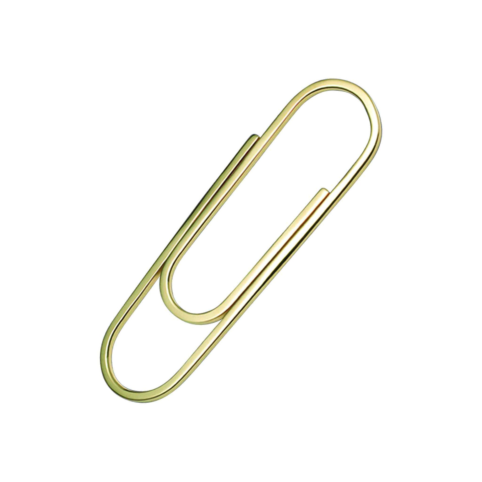 A 14k yellow gold square wire paper clip money clip displayed on a neutral white background.