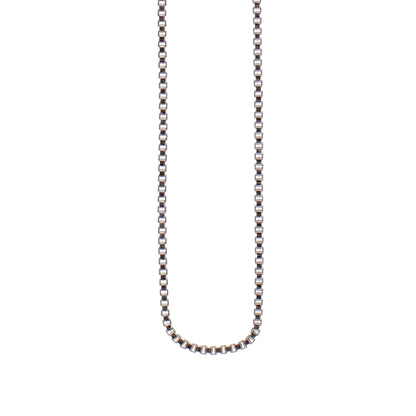 A 16" 1mm box link chain displayed on a neutral white background.