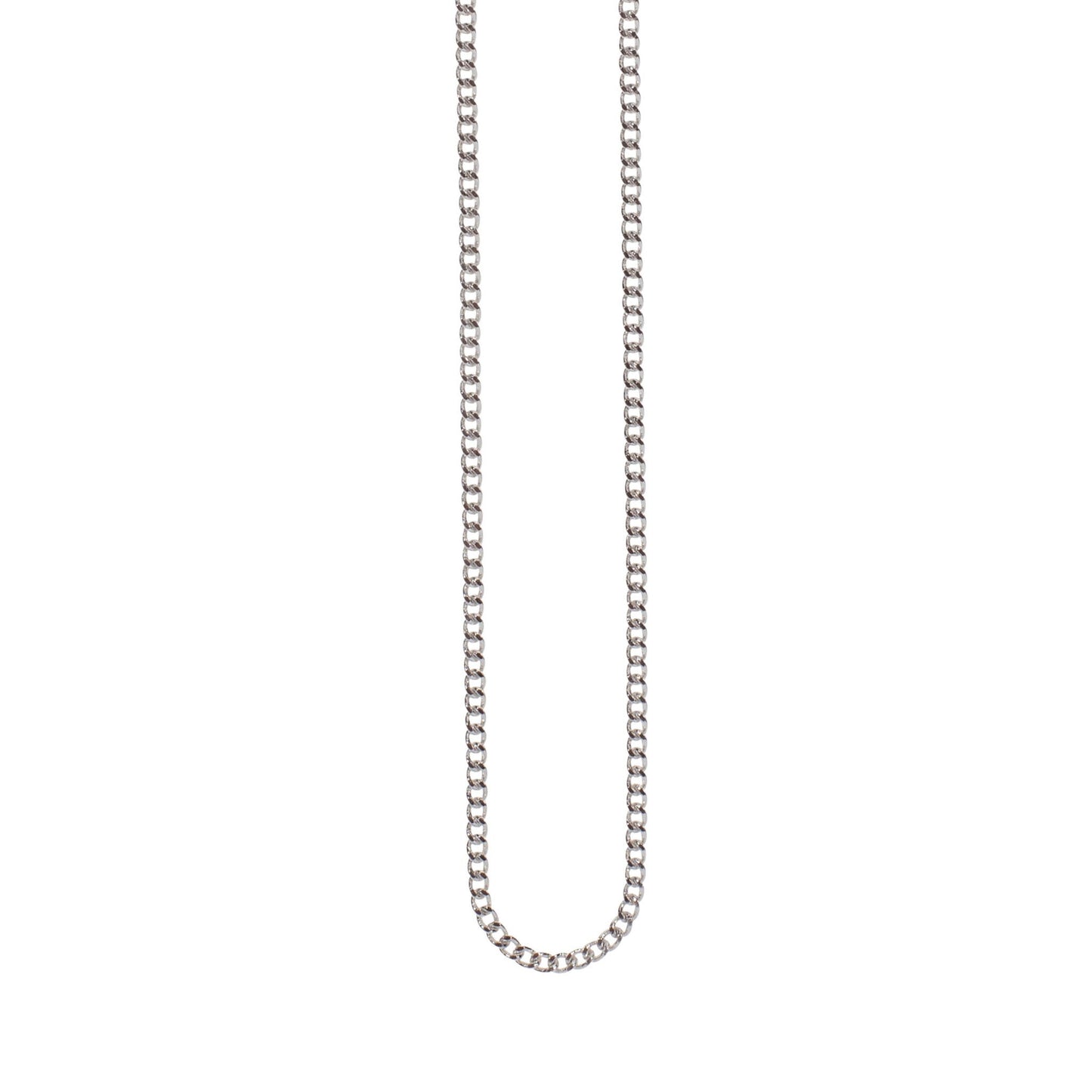 A 18" 1mm flat curb chain displayed on a neutral white background.
