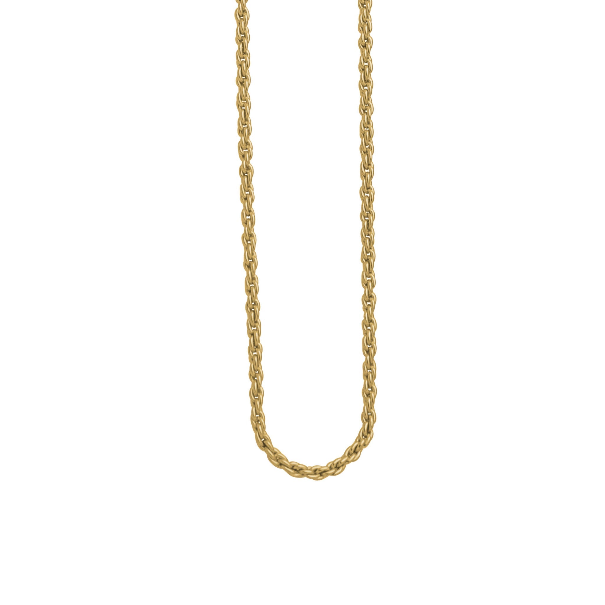 24K Gold Plated French Rope Chain Necklace - 2mm, 18 Inch - Diamond Cut