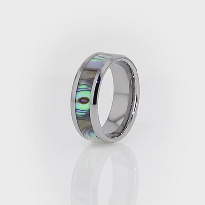 Mother of Pearl Inlaid Titanium Couple's Matching Wedding Band Set