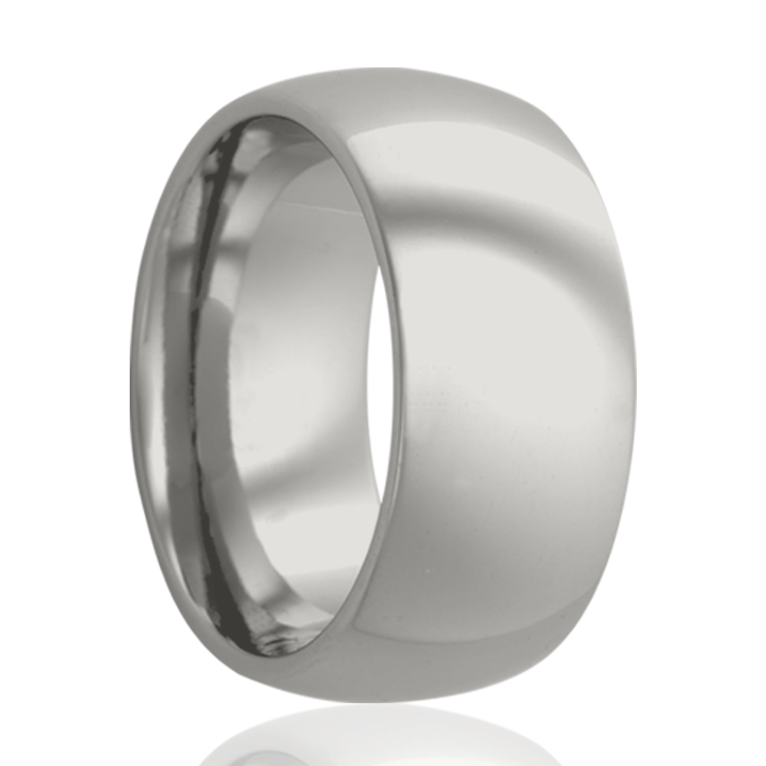 A classic polished domed cobalt wedding band displayed on a neutral white background.