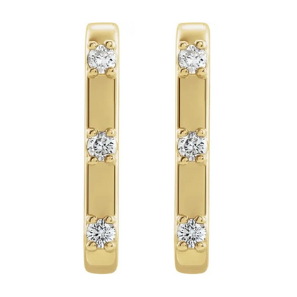 14k Gold Diamond Flat Suspender Style Earrings