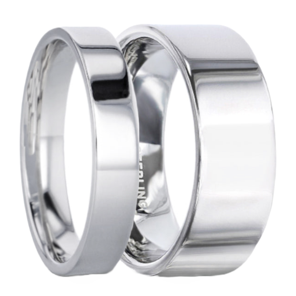 Sterling Silver Couple's Matching Wedding Band Set
