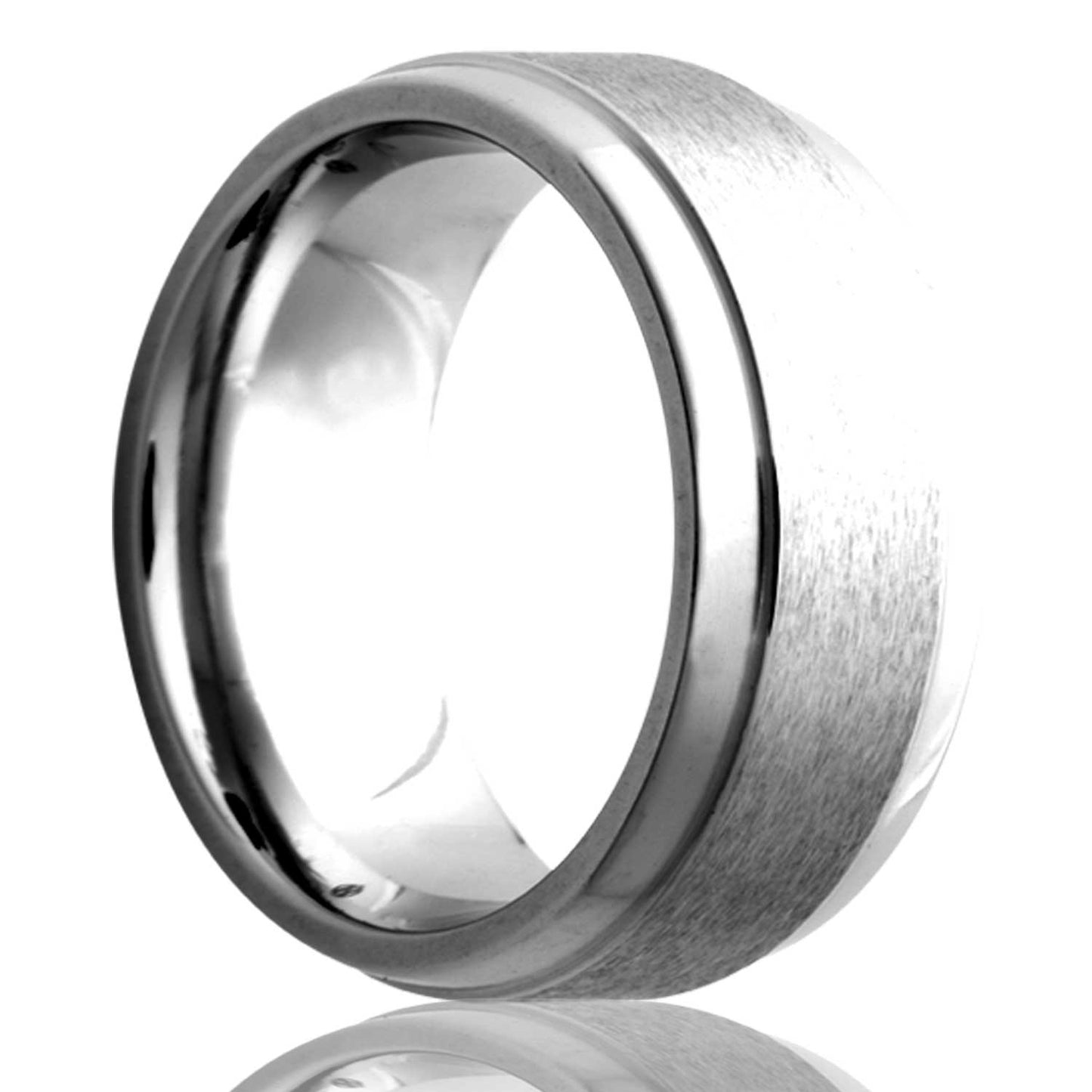 A satin finish cobalt wedding band displayed on a neutral white background.