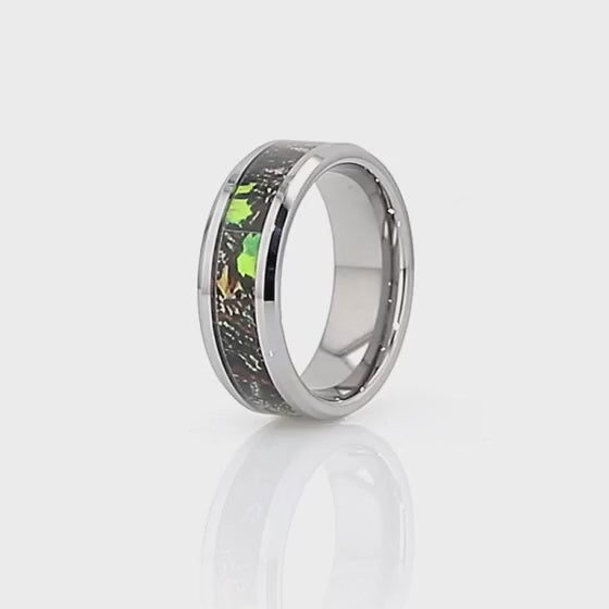 Tungsten Men's Wedding Band with Tree Camoflauge Inlay
