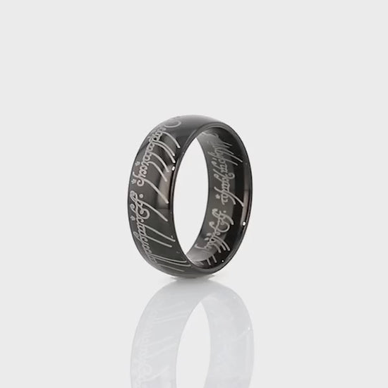 Lord of the Rings Black Tungsten Couple's Matching Wedding Band Set