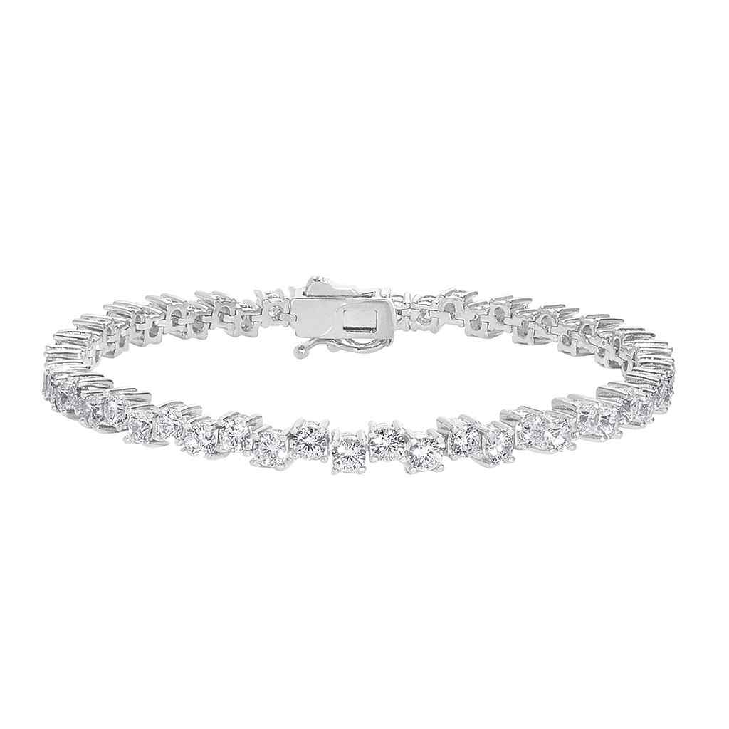 A alternating heights simulated diamond bracelet displayed on a neutral white background.