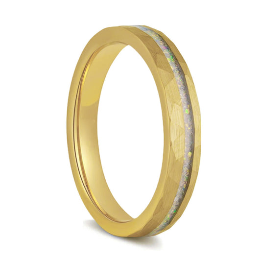 Asymmetrical Galaxy Inlay Gold Tungsten Men's Wedding Band