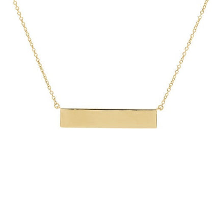 A bar necklace with adjustable chain displayed on a neutral white background.