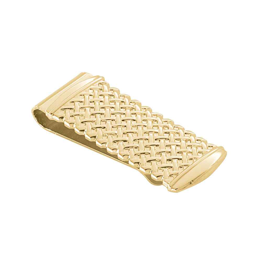 A basketweave money clip displayed on a neutral white background.