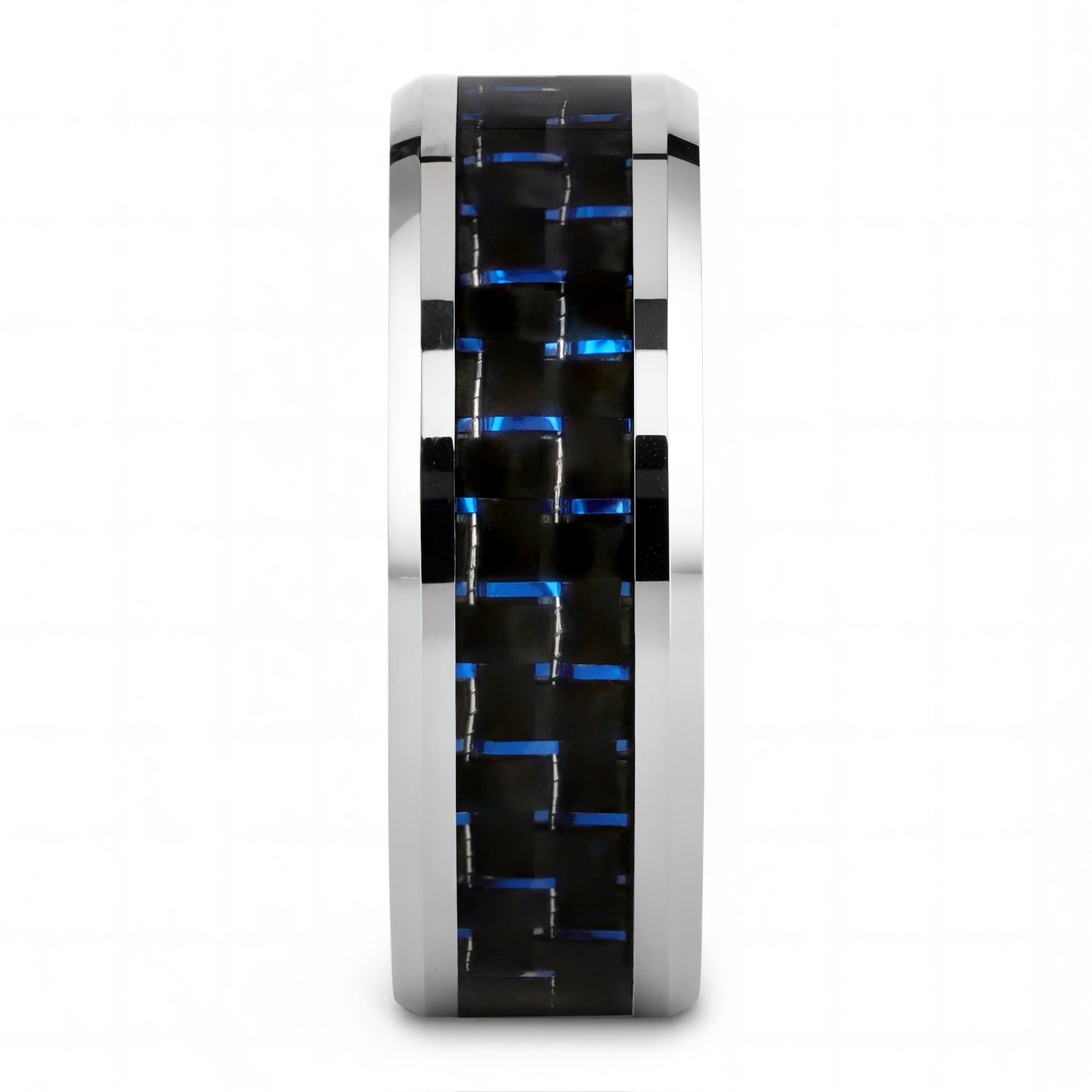 Black & Blue Carbon Fiber Inlay Tungsten Wedding Band