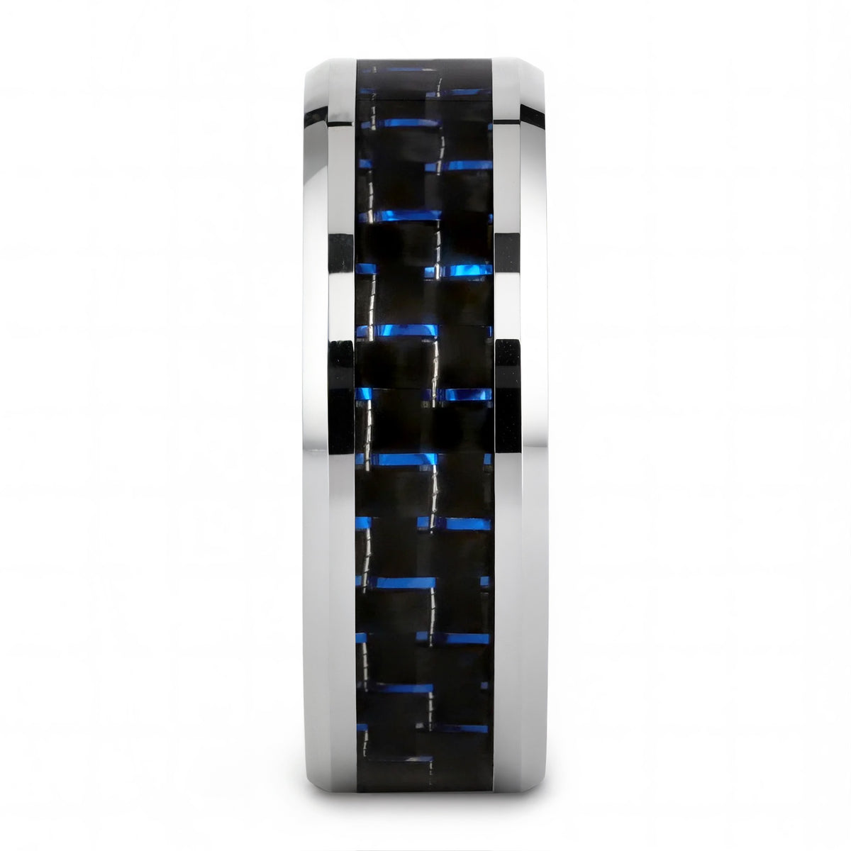 Black & Blue Carbon Fiber Inlay Tungsten Wedding Band