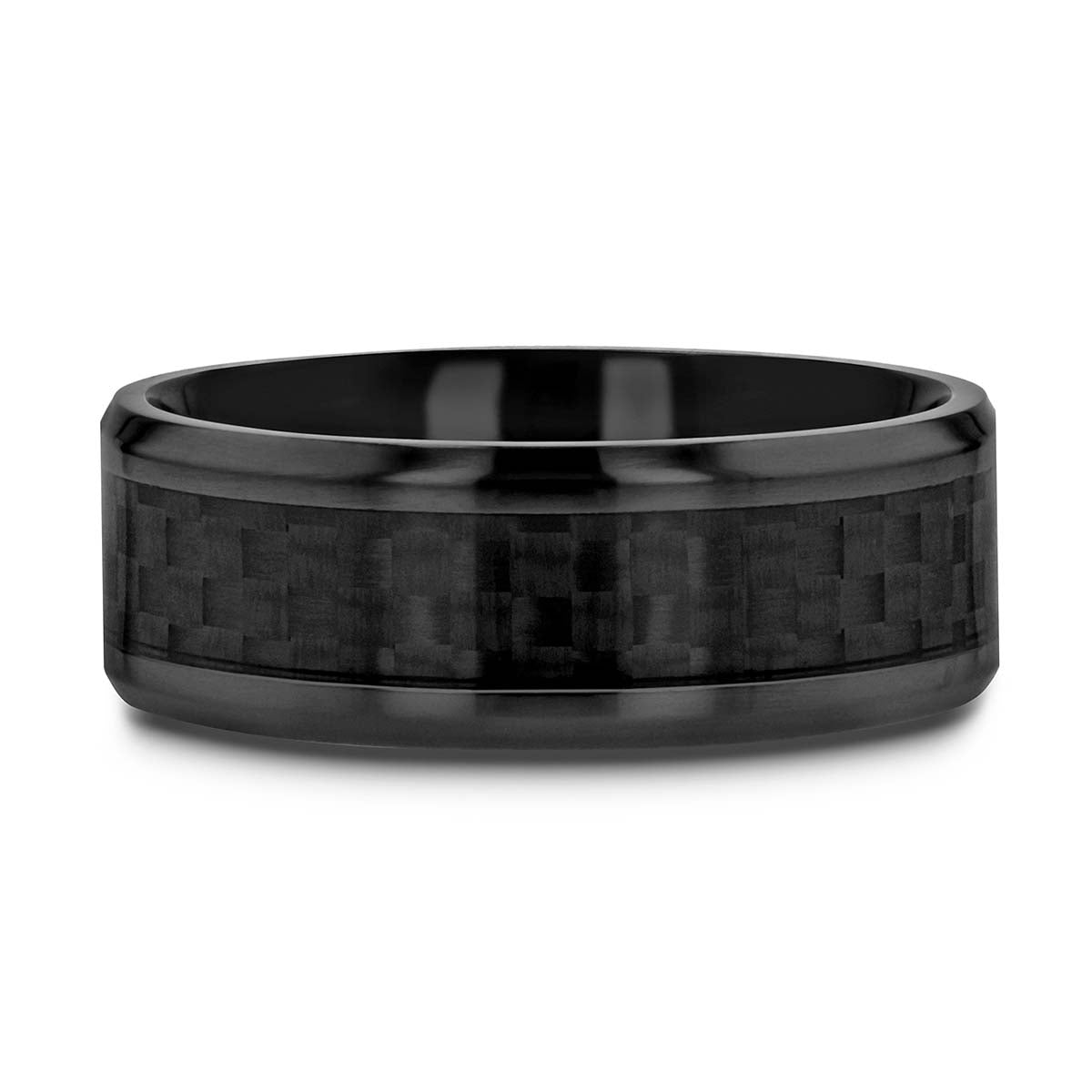 Black Titanium Men's Wedding Band with Black Carbon Fiber Inlay