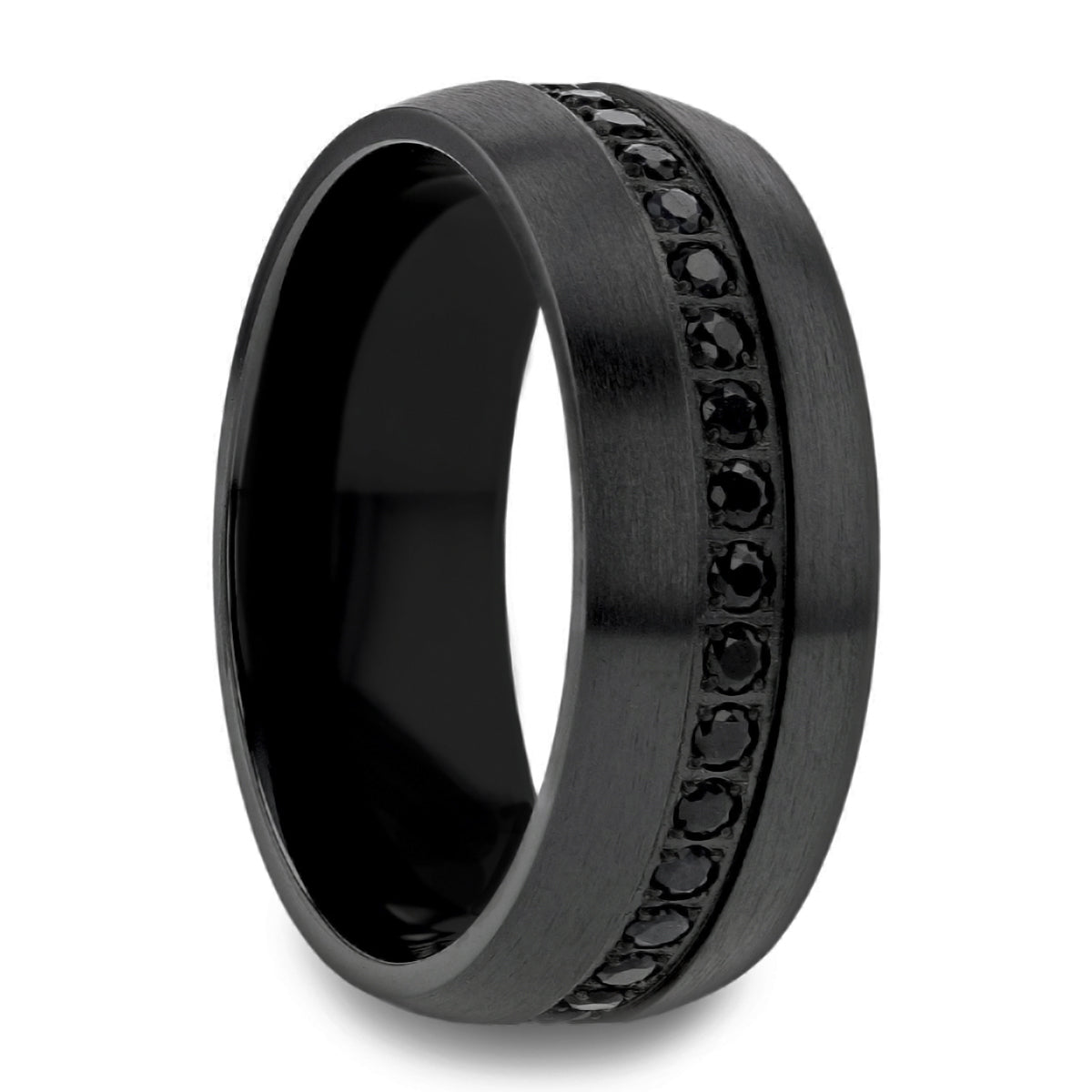 Black Titanium Men's Ring with Black Sapphires