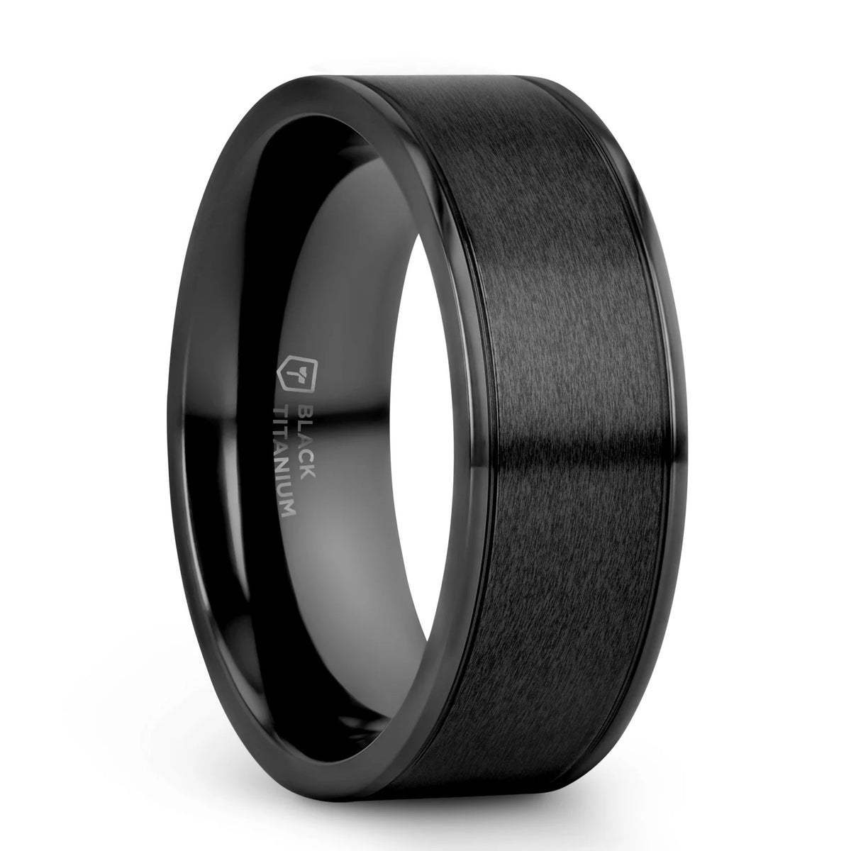 Black Titanium Men's Wedding Band with Dual Grooves