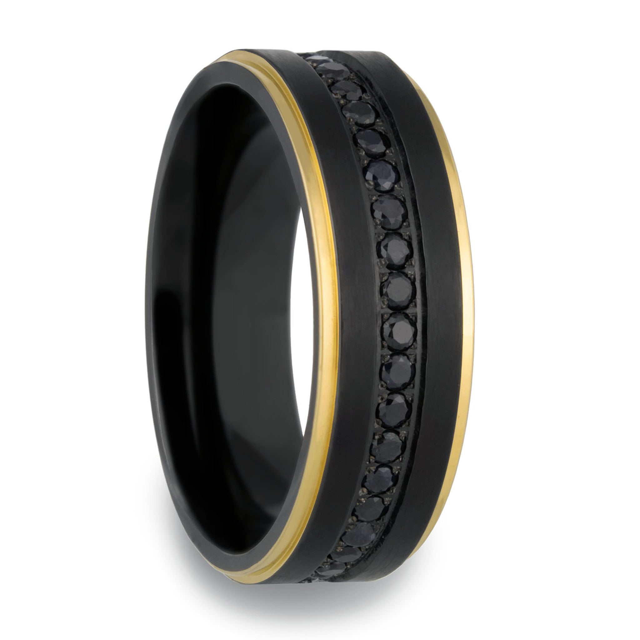 Black Gold Rings For Men Om Black Stone With Diamond Sophisticated