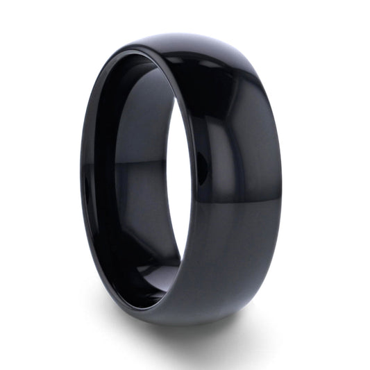 Men Rings Men's Black Tungsten Carbide Wedding Band - 8mm Dome Ring ...
