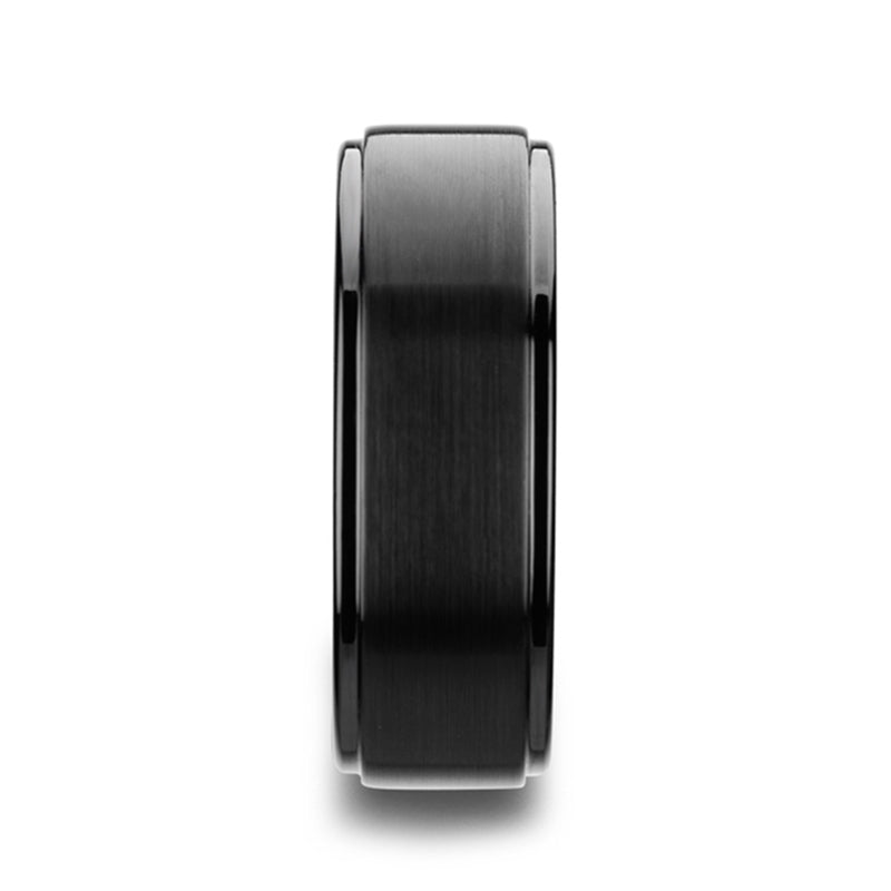 Black Tungsten Men's Wedding Band with Stepped Edges