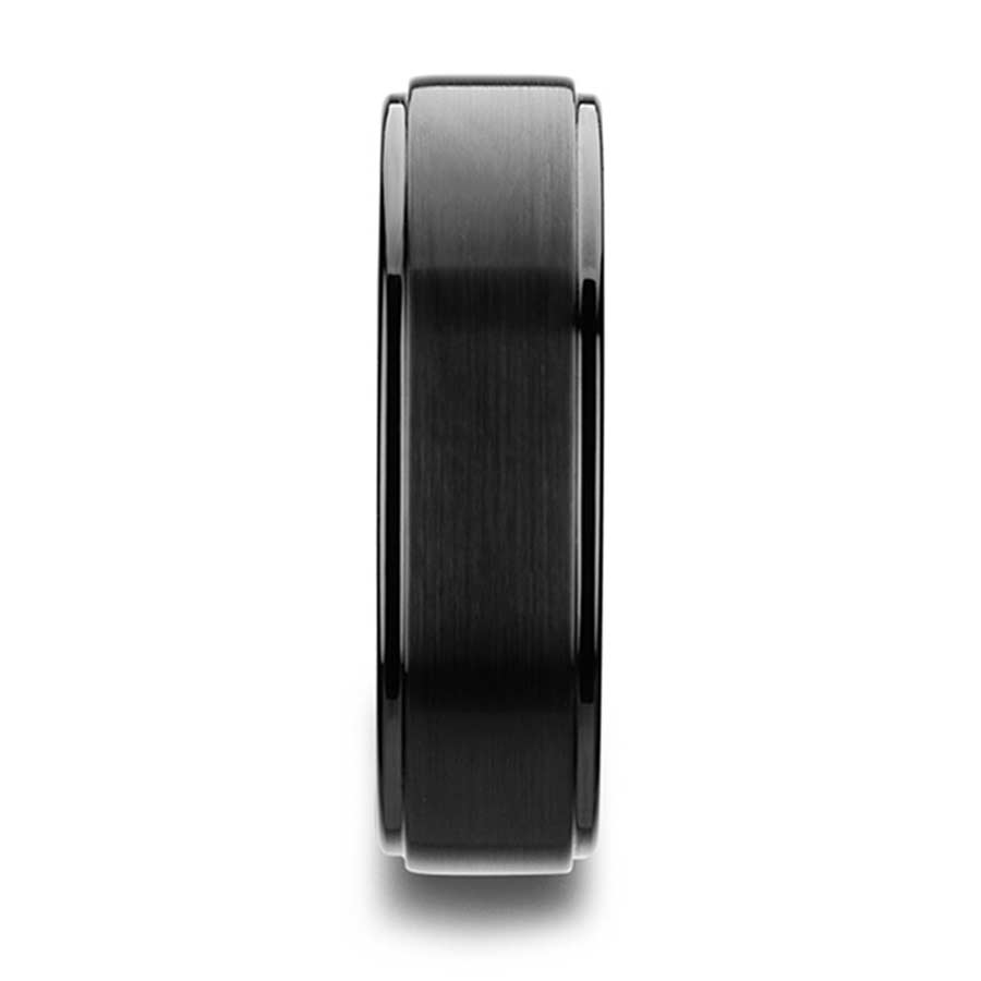 Black Tungsten Men's Wedding Band with Stepped Edges