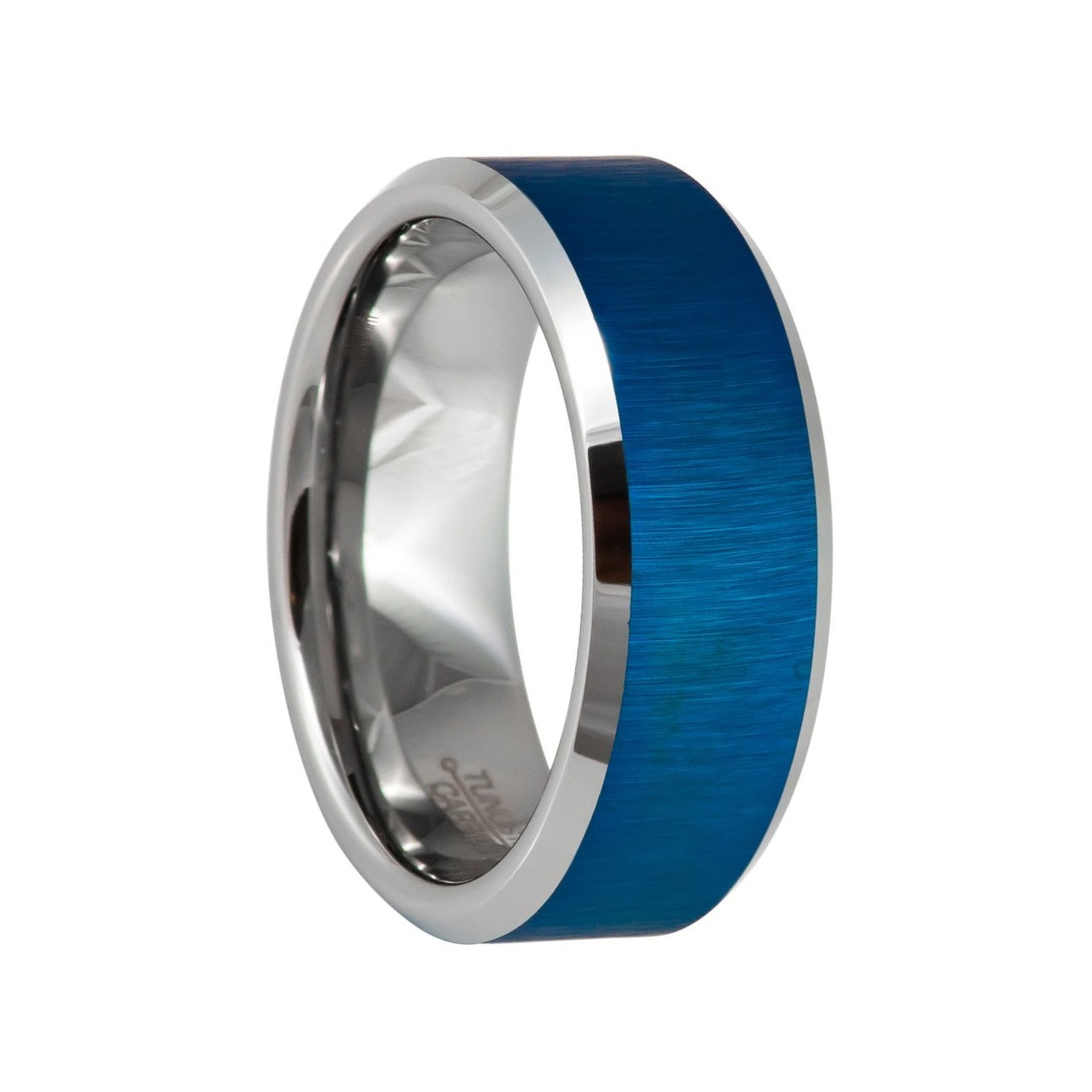 Blue Tungsten Men's Wedding Band with Contrasting Interior