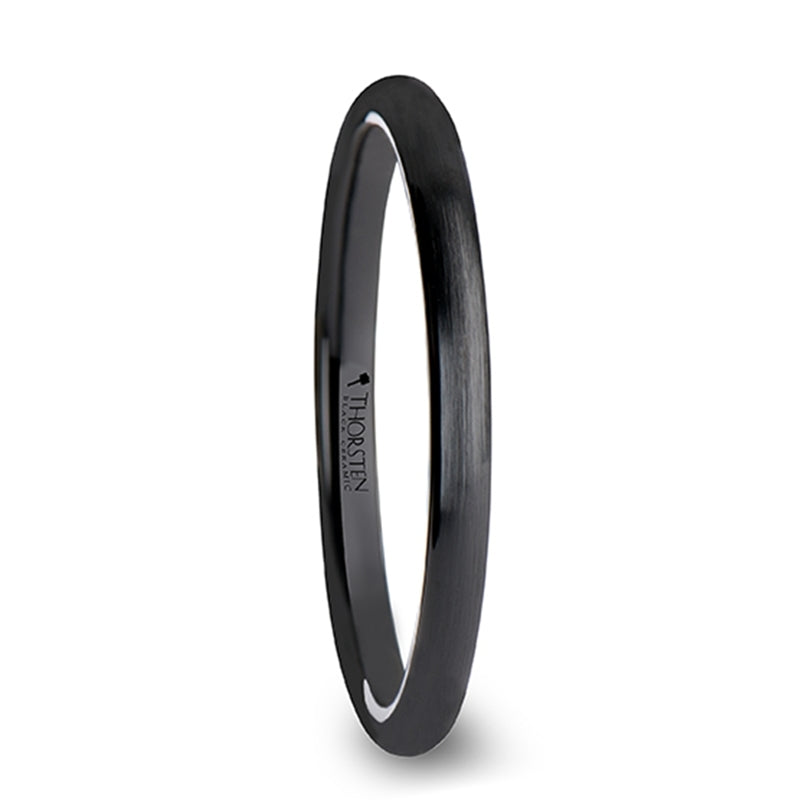 Black Ceramic Women's Domed Wedding Band