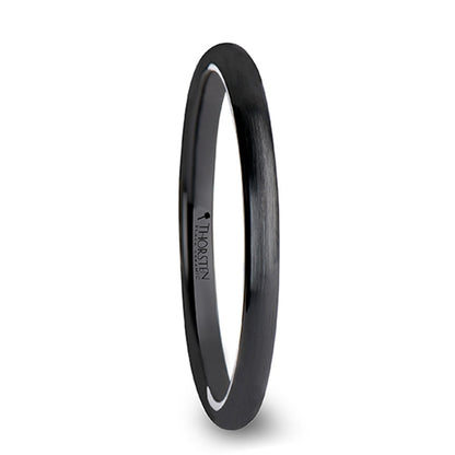 Black Ceramic Women's Domed Wedding Band